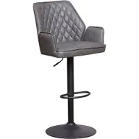 Happyment Tabouret de bar Divo - Avec dossier et accoudoirs - Anthracite - Design moderne - Repose-pieds - Pour cuisine et bar - 1 pièce - Microfibre