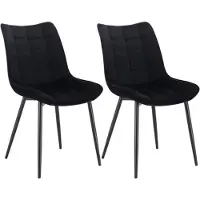 Happyment Chaises de salle à manger Luxe – Velours noir – Chaise de salon et de cuisine – Chaise baquet – Lot de 2/4/6 – Hauteur d'assise 46,5 cm