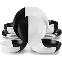 Happyment Sorella Service de table - 32 pièces - Classy White - Assiettes plates, assiettes creuses, assiettes à déjeuner - Vaisselle élégante en céramique