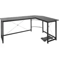 Happyment Bureau d'angle en L "Tavien" - 167 x 120 x 74,5 cm - Bureau à domicile, gaming & poste de travail - Noir - Structure métallique robuste