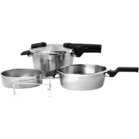 Fissler Vitaquick Premium 602-410-11-070-0, set de 2 cocottes, 2.5L, 4.5L avec insert vapeur