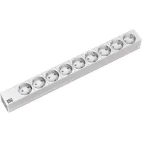 Bachmann Multiprise 19" en aluminium, 1U, 9 prises à 35°, gris, 2,0 m, sans interrupteur