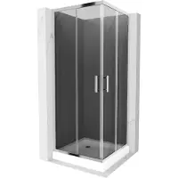 Mexen Rio Cabine de douche carrée 80 x 80 cm, Noir graphite, Chrome + Receveur de douche Rio, Blanc - 860-080-080-01-40-4510
