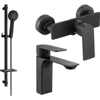 Mexen Alexa SET mitigeur lavabo + douche avec accessoires DQ40, noir (71204DQ40-70)