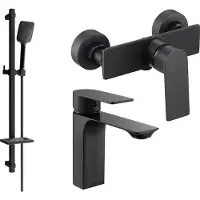 Mexen Alexa SET mitigeur lavabo + douche avec accessoires DQ62, noir (71204DQ62-70)
