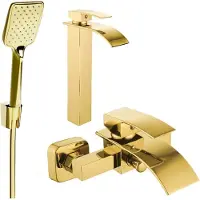 Mexen Aries R62 Mélangeur lavabo et baignoire avec accessoires, or (744813R62-50)