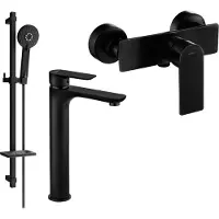 Mexen Alfa DQ40 Ensemble de mitigeurs de lavabo et de douche avec accessoires, noir (745714DQ40-70)