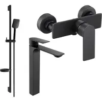 Mexen Alexa SET mitigeur lavabo + douche avec accessoires DS62, noir (71214DS62-70)