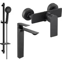 Mexen Alexa SET mitigeur lavabo + douche avec accessoires DQ40, noir (71214DQ40-70)