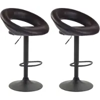 CLP Lot de 2 tabourets de bar Olinda en similicuir, réglables en hauteur et pivotants, couleur marron, structure noire