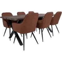 Ebuy24 Tony Salle à manger, 1 table à manger et 6 chaises, brun et chêne.