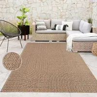 Paco Home Tapis d'intérieur et d'extérieur, terrasse et balcon, résistant aux intempéries, uni avec structure, dimensions 120 x 170 cm