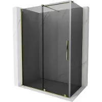 Mexen Velar cabine de douche coulissante 130 x 75 cm, graphite, or - 871-130-075-41-50
