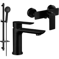 Mexen Alfa DQ40 Ensemble de mitigeurs de lavabo et de douche avec accessoires, noir (745704DQ40-70)