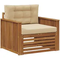 vidaXL Canapé d'extérieur en bois d'acacia massif et polyester, couleur naturelle et beige