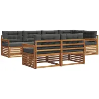 vidaXL Ensemble de canapés d'extérieur avec coussins 7 pièces Nature et Anthracite