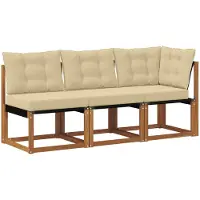 vidaXL : 3 pièces de mobilier d'extérieur, canapé central et canapé d'angle, couleur naturelle