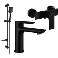 Mexen Alfa DF62 SET Mélangeur lavabo + douche avec accessoires, noir (745704DF62-70)