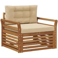 vidaXL Canapé d'extérieur en bois d'acacia massif et polyester, couleur naturelle et beige