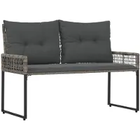 vidaXL Banc d'extérieur gris 118 x 55 x 82 cm Rattan PE et tissu