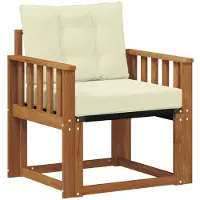 vidaXL Canapé d'extérieur en bois massif d'acacia, couleur naturelle et crème