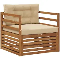 vidaXL Canapé d'extérieur en bois d'acacia massif et polyester, couleur naturelle et beige