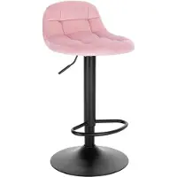 Happyment Luxe Tabouret de Bar Erino -Industriel - Rose - Réglable en hauteur - Avec dossier - Velours - Chaise simple pour cuisine et bar