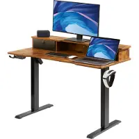 Vevor Bureau Assis-Debout Électrique 60 x 120 x (72-110) cm Table Réglable en Hauteur Mémoire 3 Hauteurs Poste de Travail Debout 2 Plateaux Cadre en Métal Charge 82 kg pour Télétravail Domicile Bureau