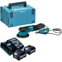 Makita BO 002 CGD201 Ponceuse excentrique sans fil 40 V max. 150 mm 5,0 mm Course Brushless + 2x batterie 2,5 Ah + chargeur + Makpac