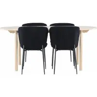 Ebuy24 Andy ensemble pour salle à manger table 90x180cm et 4 chaises teddy whitewash.