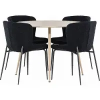 Ebuy24 Plaza ensemble pour salle à manger table Ø100cm et 4 chaises teddy whitewash.