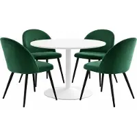 Ebuy24 Carry ensemble pour salle à manger table Ø110cm, 4 chaises velours vert.
