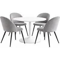 Ebuy24 Carry ensemble pour salle à manger table Ø110cm, 4 chaises velours gris.
