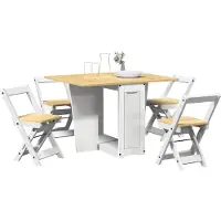 vidaXL Ensemble de table à manger Butterfly 5 pièces Corona blanc pin