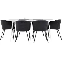 Ebuy24 Silar ensemble pour salle à manger table 90x180cm et 6 chaises velours avec accoudoirs blanc.