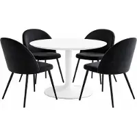 Ebuy24 Carry ensemble pour salle à manger table Ø110cm, 4 chaises velours noir.
