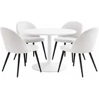 Ebuy24 Carry ensemble pour salle à manger table Ø110cm, 4 chaises velours côtelé beige.