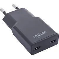 InLine USB bloc d'alimentation chargeur Dual USB-C, PD, PPS, 30W, noir