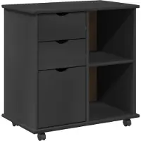 vidaXL Armoire à roulettes Gris 63,5 x 39 x 65,5 cm Bois massif Pin