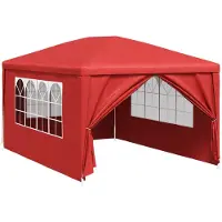 vidaXL Tente de réception 400 x 300 x 255 cm, rouge, en PE et acier