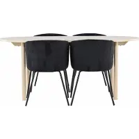 Ebuy24 Andy ensemble pour salle à manger table 90x180cm et 4 chaises velours avec accoudoirs whitewash.
