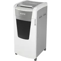 Leitz Destructeur de documents IQ Autofeed Office Pro 600 P4, entièrement automatique, coupe croisée 4 x 36 mm, 110 l, capacité de coupe 600 feuilles, avec rouleaux, blanc