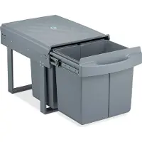 Relaxdays Poubelle encastrable à 3 bacs, coulissante, poubelle de cuisine pour meuble bas, 15 l et 2 x 8 l, 34,6 x 34 x 51,8 cm, gris