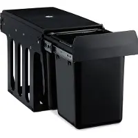 Relaxdays Poubelle encastrable double, poubelle de cuisine coulissante pour meuble bas, 2 x 8 litres, 35,5 x 25 x 47 cm, noir