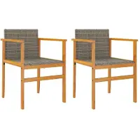 vidaXL Chaises de jardin 2 pcs. Gris Poly rotin et bois massif