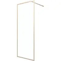 Aurlane Paroi de Douche 80x200 cm - Cadre et Bras Aluminium Finition Or Doré Brossé - GOLDY CONTOURING