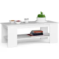 Akord Table basse Kami en laminé blanc avec étagère 120 cm - Style et fonctionnalité