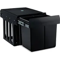 Relaxdays Poubelle encastrable à 3 bacs, coulissante, poubelle de cuisine pour meuble bas, 15 l et 2 x 8 l, 35,1 x 34,3 x 48 cm, noir