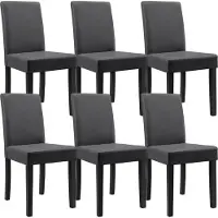 En.casa Chaise de salle à manger 'Hamburg' (lot de 6) Chaise rembourrée similicuir pieds en bois gris foncé