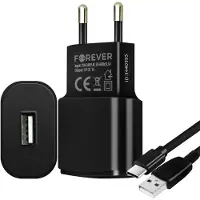 Forever Chargeur rapide (1A) avec câble de chargement USB-C vers USB (1,2 m), noir
